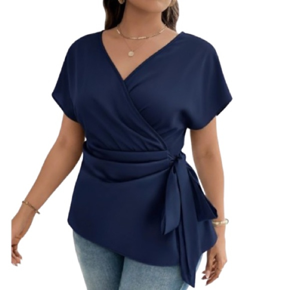 Navy Wrap Top XL